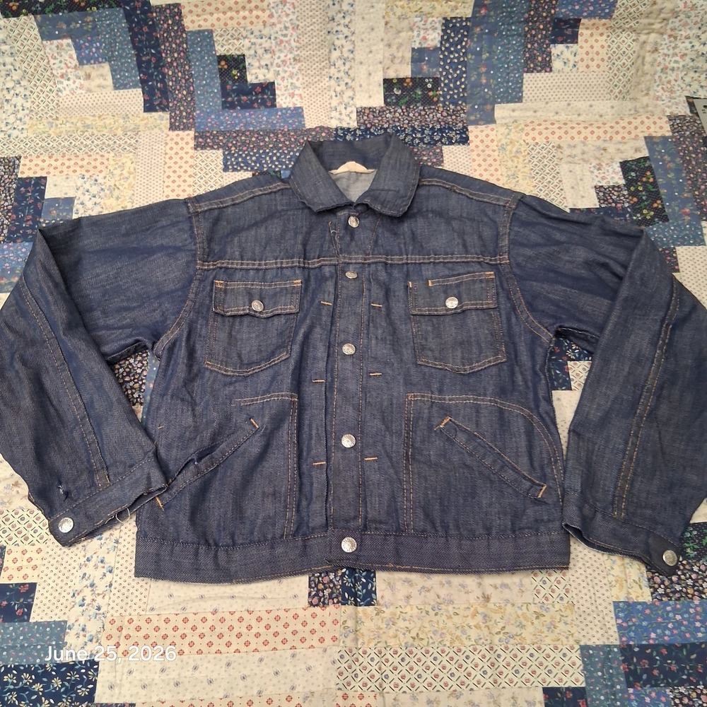 True Vintage Ranchcraft Selvedge Denim Jacket Pleated Placket Front Size Small